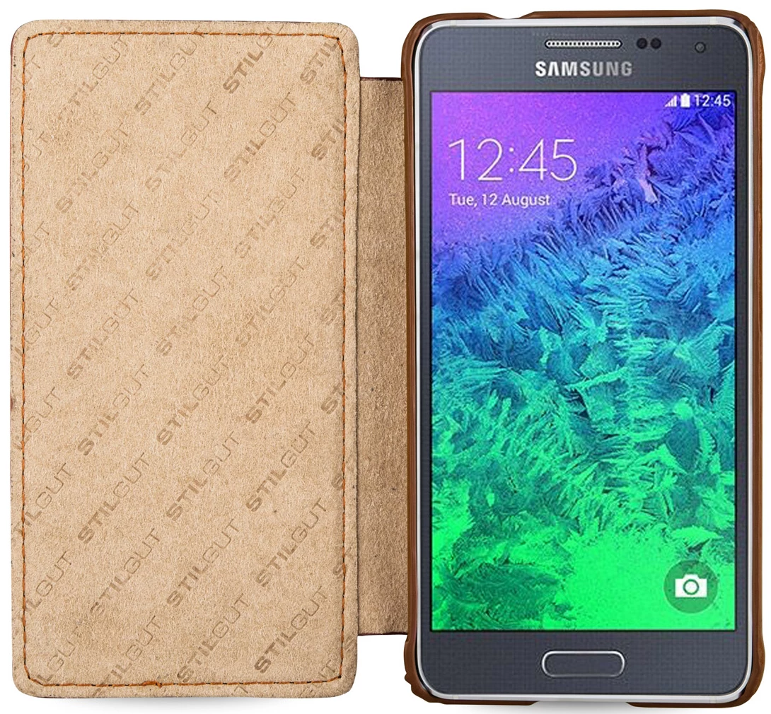 StilGut - Handyhülle Für Samsung Galaxy Alpha "Book Type" Ohne Clip – Bild 4