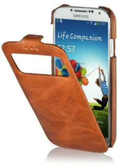 StilGut - Ledertasche Mit Sichtfenster Für Galaxy S4 I9500 & 9505